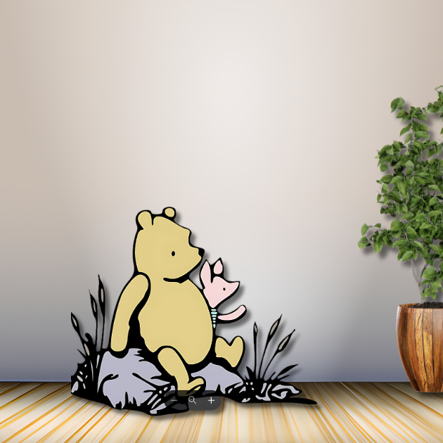 Classic Winnie and Piglet Sit on Rock (2)