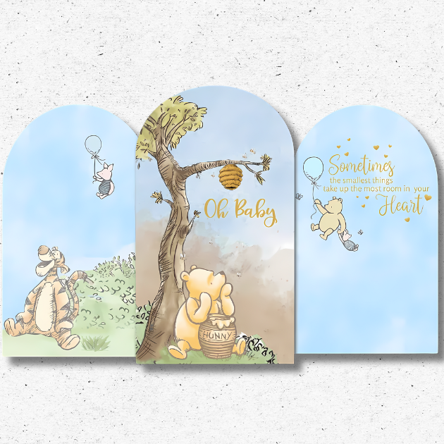 “Winnie the Pooh baby shower backdrop – Pooh, Piglet, and Tigger Oh Baby nursery party panels – pickup in Oxnard Ventura Camarillo.”