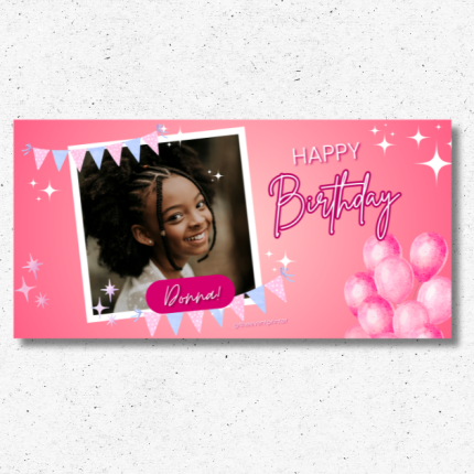 custom vinyl banner 6x4 birthday banner with photo pink party Oxnard Ventura Camarillo