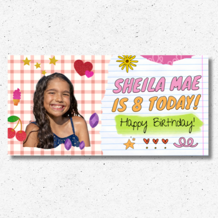 kids birthday banner with photo colorful custom vinyl banner Oxnard Ventura Camarillo