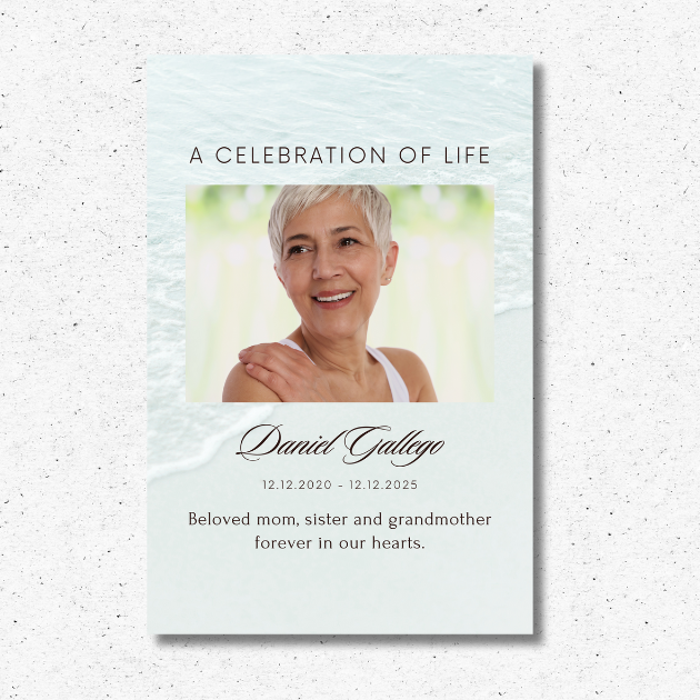 Celebration of Life Memorial Sign with custom photo, name, and dates.