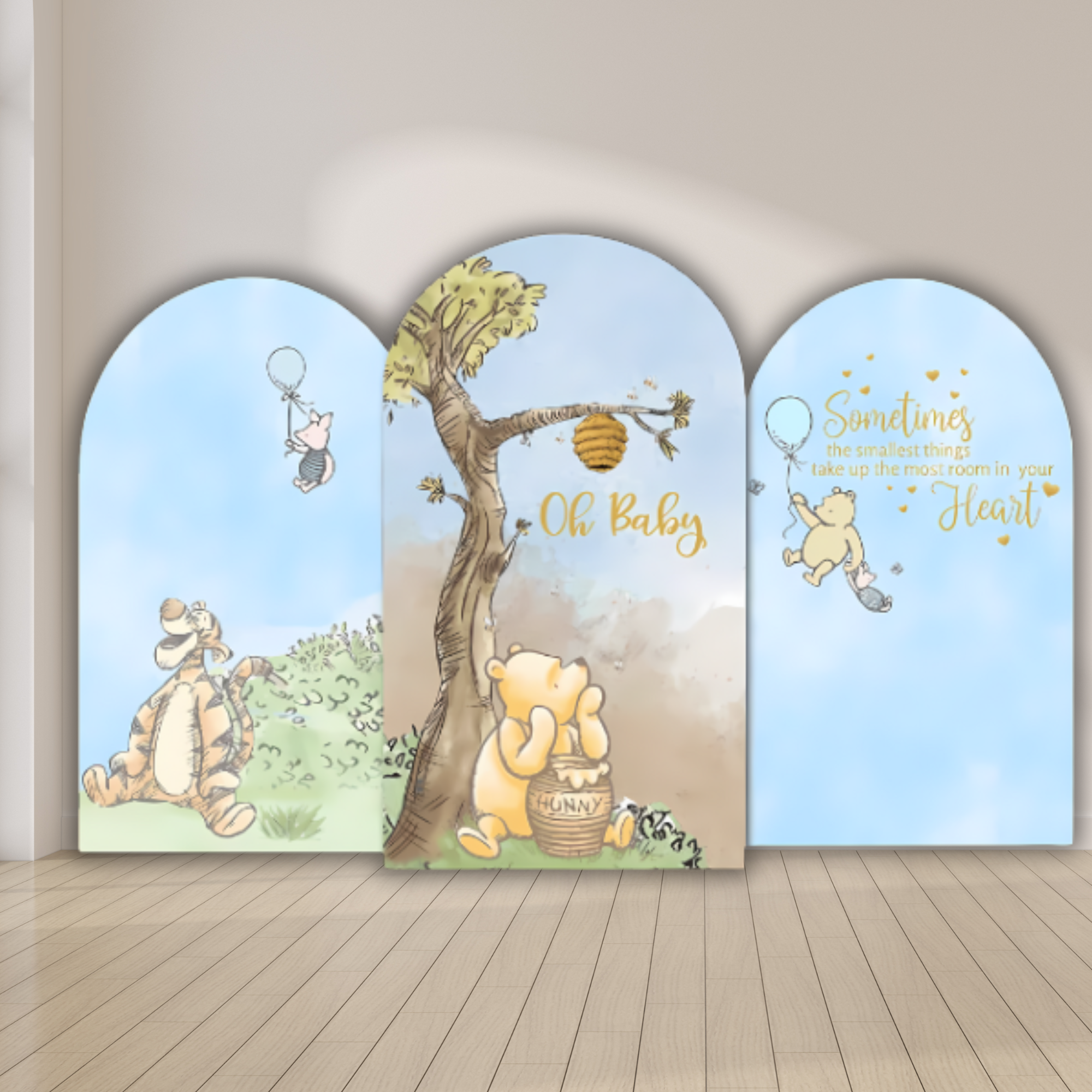 3-Piece Baby Shower Foam Board Backdrop Set Custom three-piece baby shower foam board backdrop with printed arch panels
