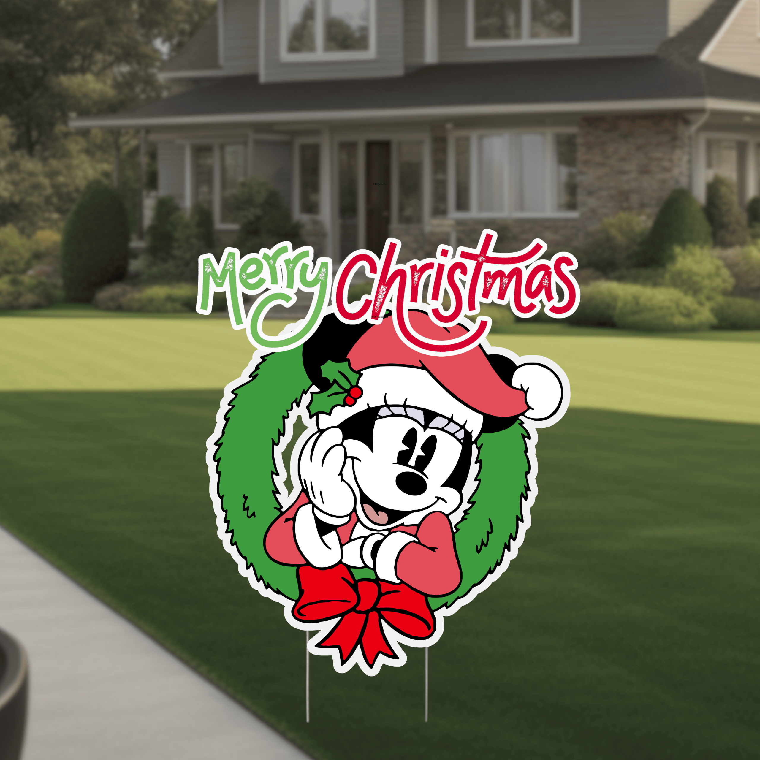 Minnie Wreath Merry Christmas – The Event Printer Merry Christmas yard sign printed by The Event Printer in Oxnard, California