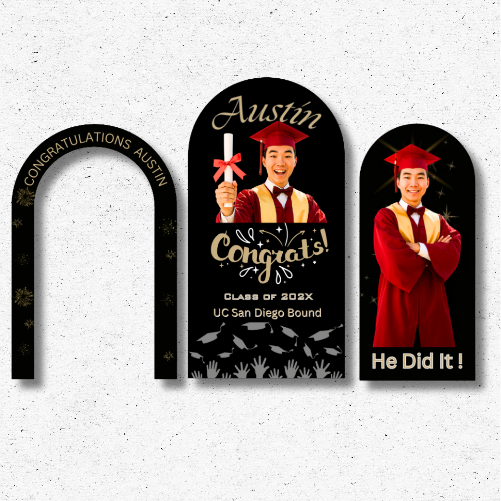 Graduation Arch Cutout Set – Custom Class of 202X Display graduation arch cutout set personalized class of 2025 photo display oxnard ventura