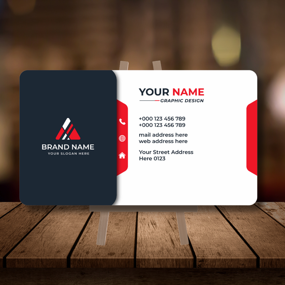 1 Professional red and black business card template with bold design and rounded corners