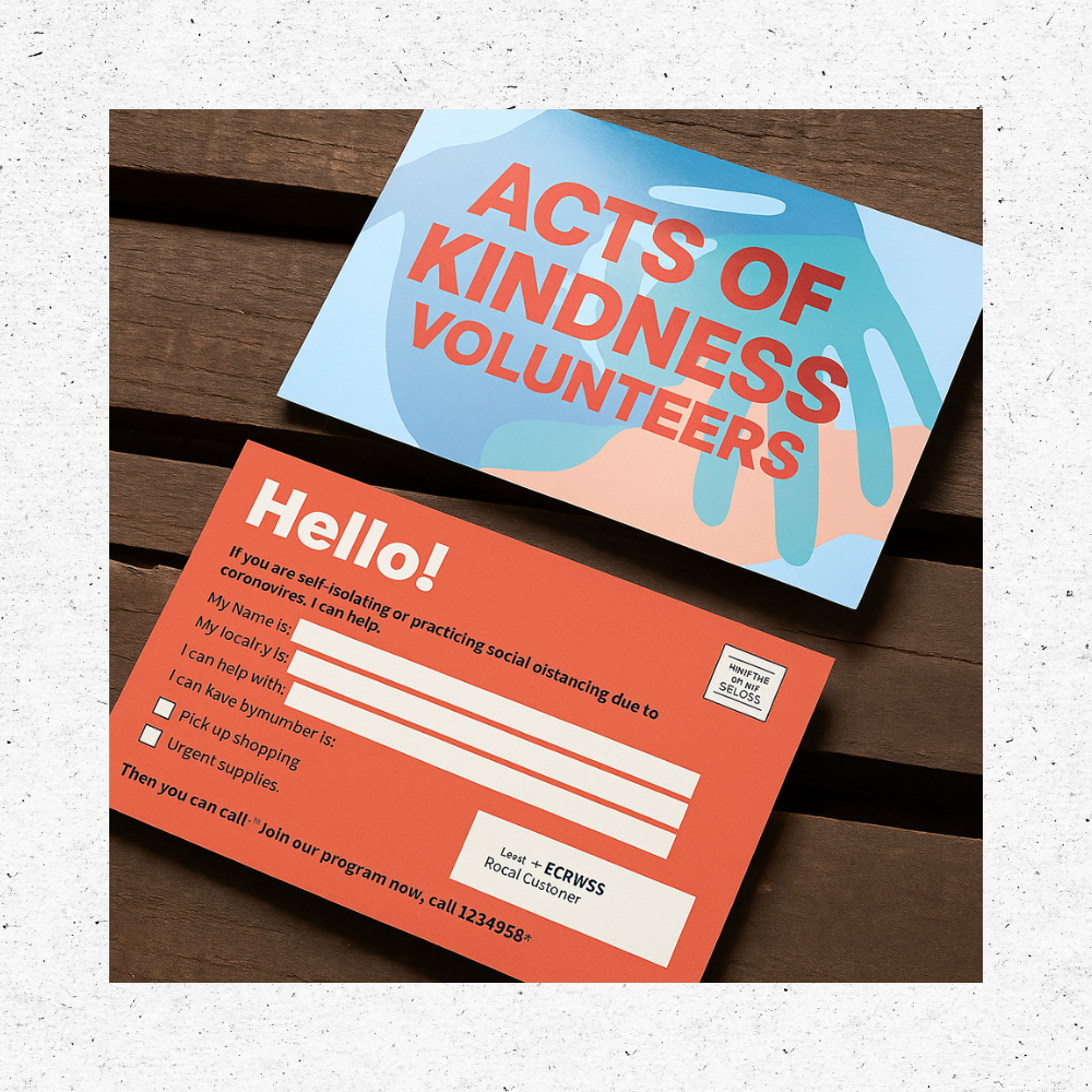 Volunteer Support Postcard for Community Outreach Community outreach postcard with volunteer help form and bold headline