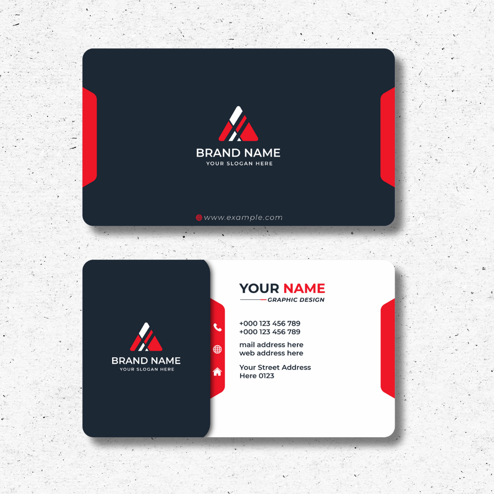 Modern Rounded Corners Business Cards Professional red and black business card template with bold design and rounded corners