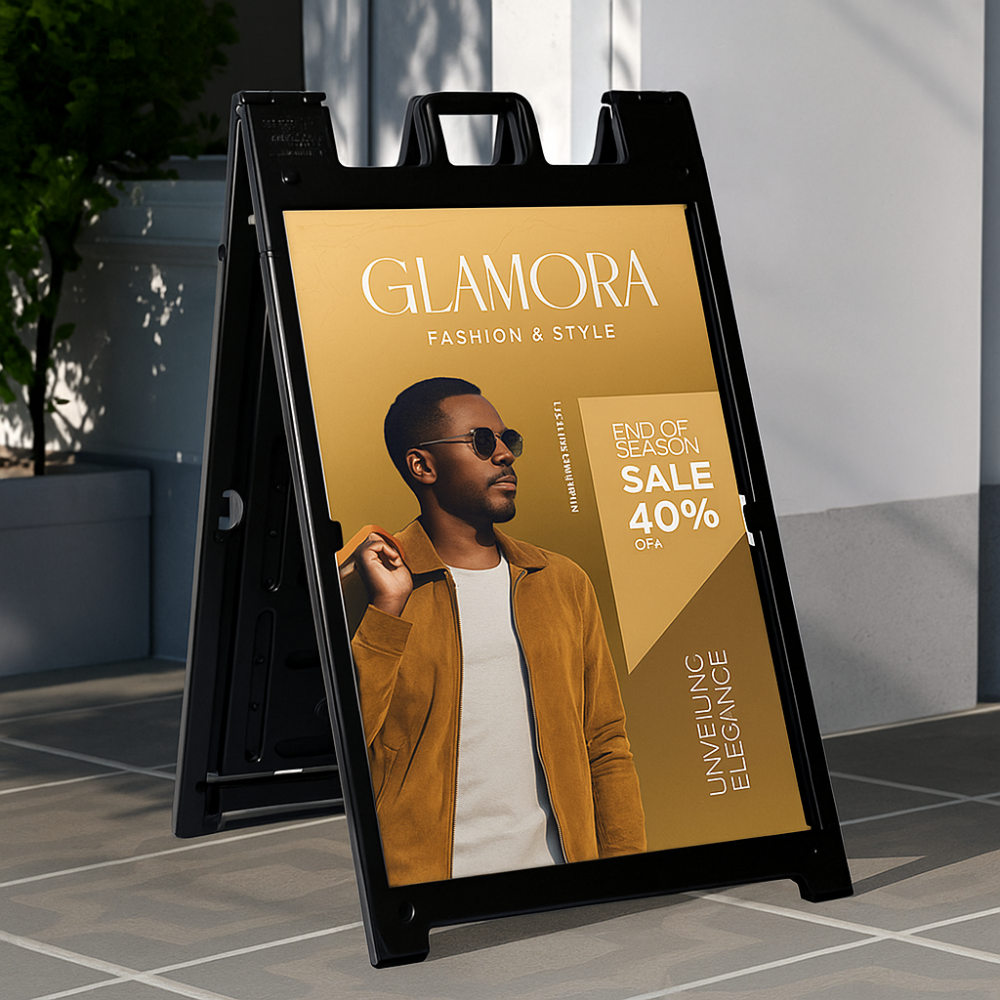 Double-Sided A-Frame Sidewalk Sign – 24"x36" Poster Display