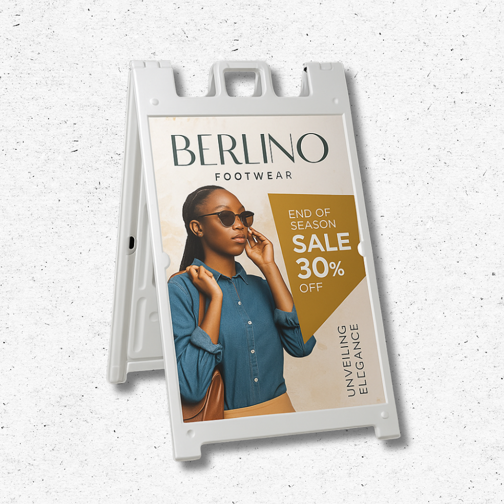 Double-Sided A-Frame Sidewalk Sign – 24"x36" Poster Display