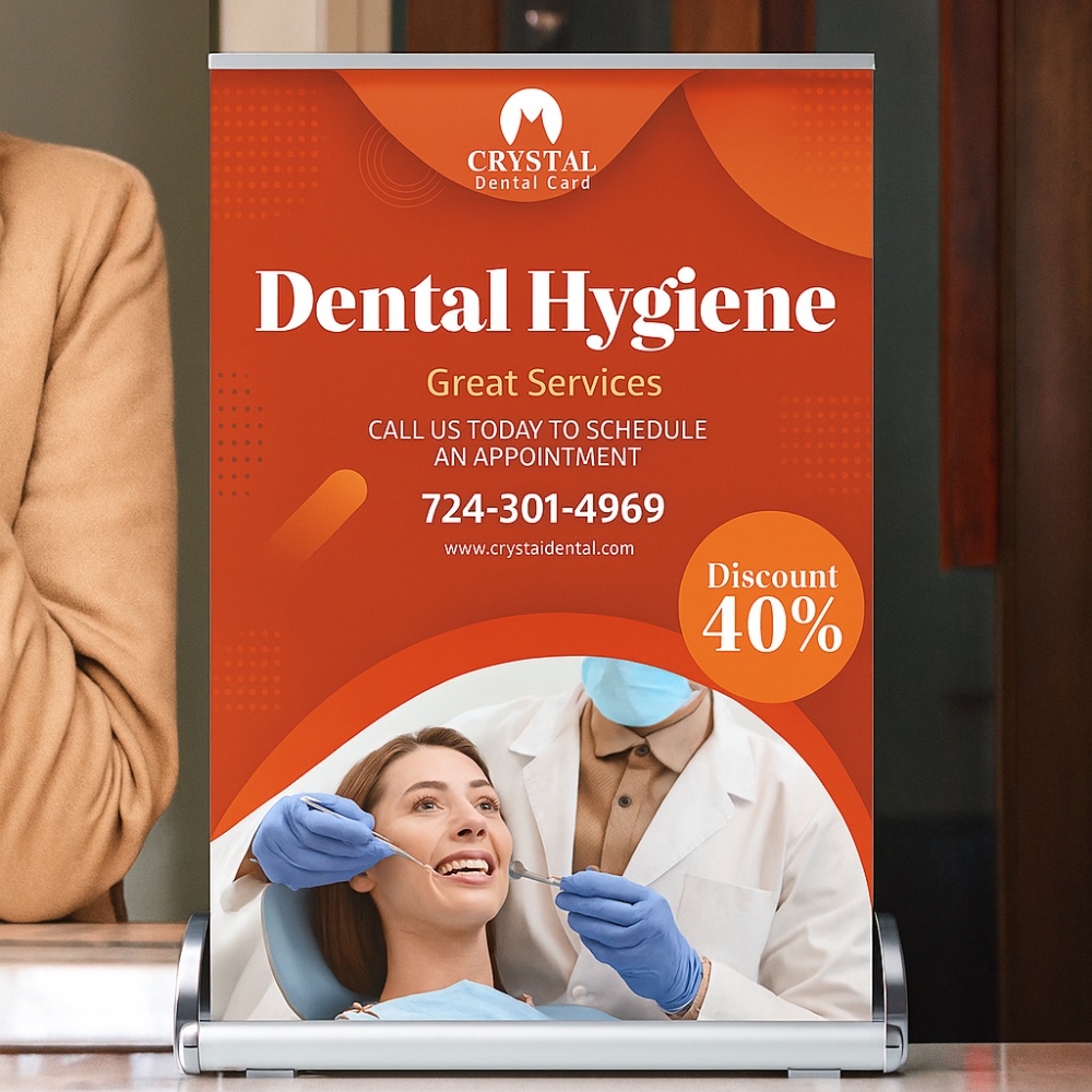 Custom Retractable Banner With Stand Custom retractable banner stand displaying professional real estate advertising indoors