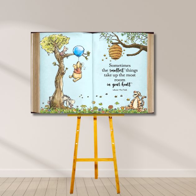 Storybook baby shower open book welcome sign with woodland balloon theme