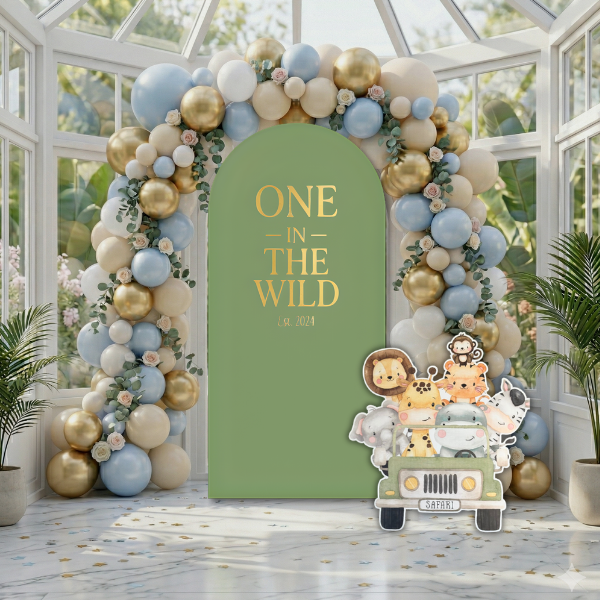 one in the wild backdrop, safari birthday backdrop, jungle birthday decorations, first birthday backdrop, cake smash backdrop, safari baby party, first birthday safari theme, baby jungle backdrop, safari party decorations, oxnard party decorations, ventura birthday decor, camarillo party backdrop