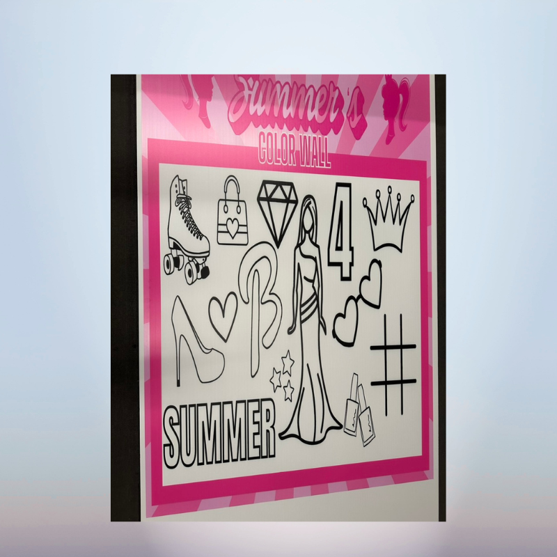 Barbie coloring wall activity board custom party decor Ventura County