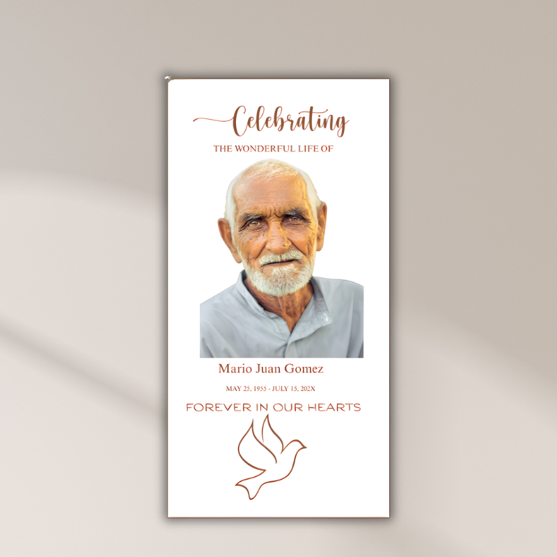 celebration-of-life-poster-dove-memorial celebration of life poster with photo and dove memorial sign Oxnard Ventura Camarillo