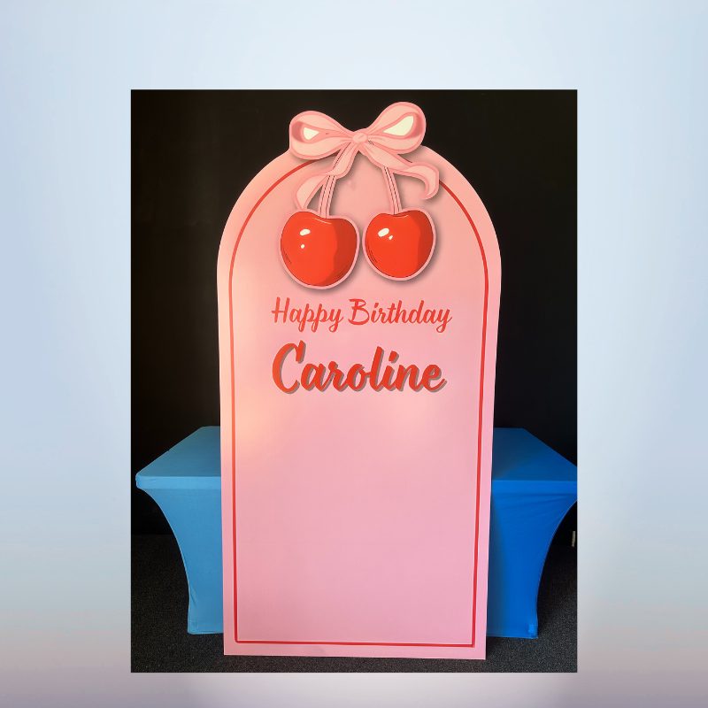 Happy Birthday Caroline arch sign custom event decor Oxnard CA
