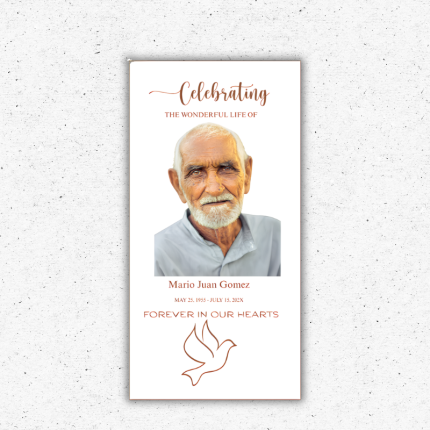 celebration of life poster with photo and dove memorial sign Oxnard Ventura Camarillo