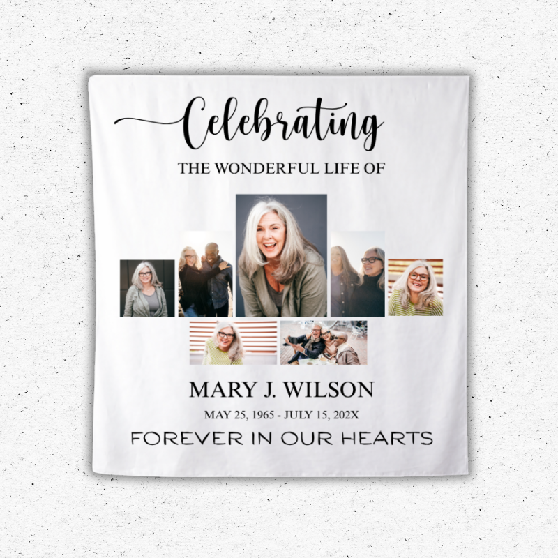 celebration-of-life-banner-8x8-polyester celebration of life banner 8x8 photo collage memorial backdrop Oxnard Ventura Camarillo