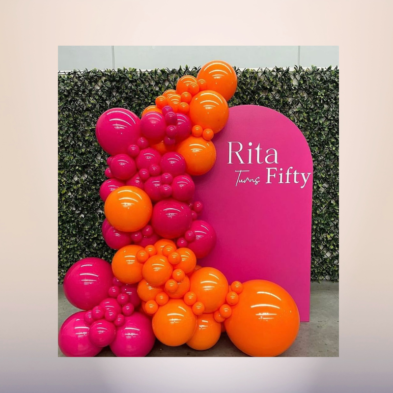 Rita turns fifty balloon backdrop custom event sign Ventura County
