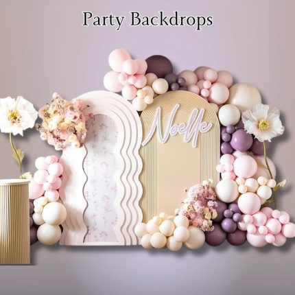 party backdrop panels with layered arch shapes custom printed display in Oxnard California
