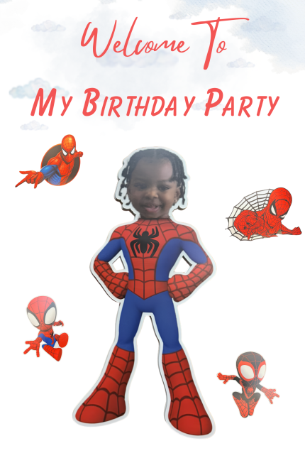 Personalized Spiderman birthday welcome sign for superhero kids birthday party
