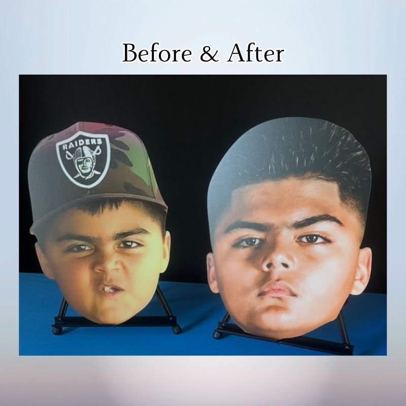 before and after graduation big head photo cutouts oxnard ventura