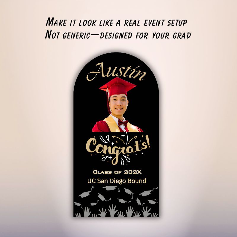 black gold graduation backdrop personalized panel custom grad sign oxnard