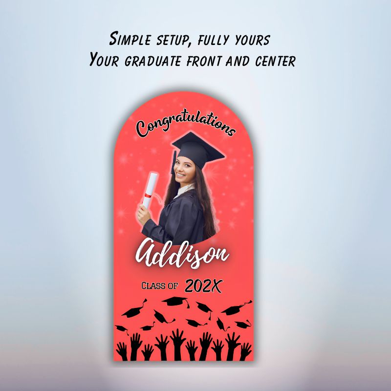 custom graduation panel backdrop red personalized name sign oxnard