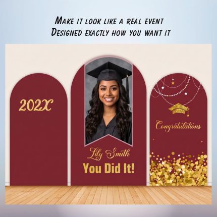 elegant red graduation backdrop 3 panel personalized grad display oxnard