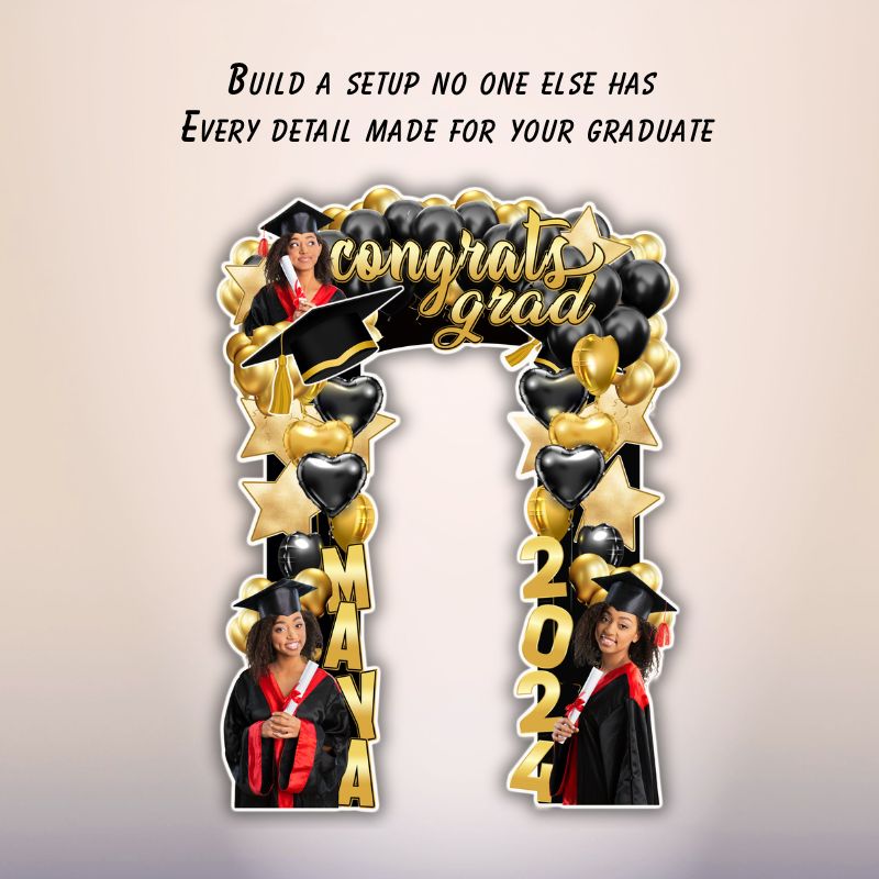 graduation balloon arch backdrop custom grad display personalized oxnard
