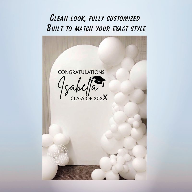 modern white graduation backdrop personalized arch custom grad oxnard