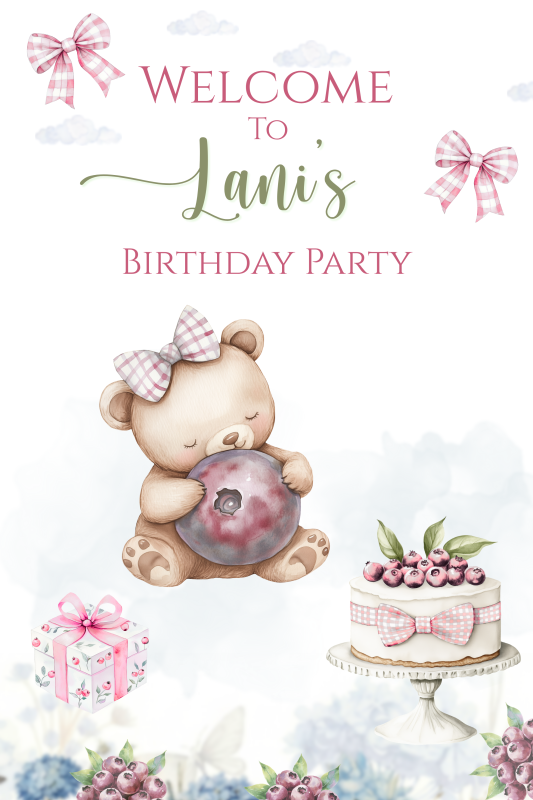 Custom Redberry Teddy Bear Birthday Welcome Signs in Oxnard, CA