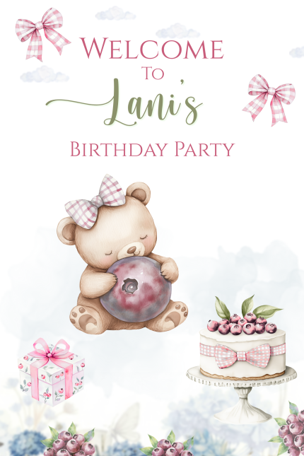 Custom Redberry Teddy Bear Birthday Welcome Signs in Oxnard, CA