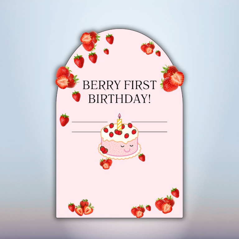 Berry First Birthday Strawberry Arch Panel Backdrop