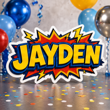 Superhero Die Cut Birthday Name Sign