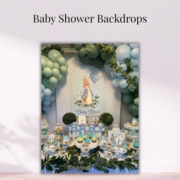 Storybook Bunny Baby Shower Backdrop Display