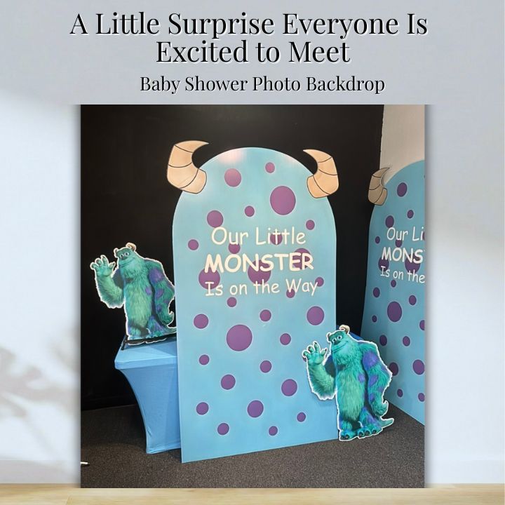 Blue Monster Baby Shower Backdrop