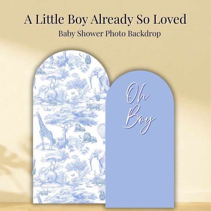 Blue Safari Baby Shower Backdrop