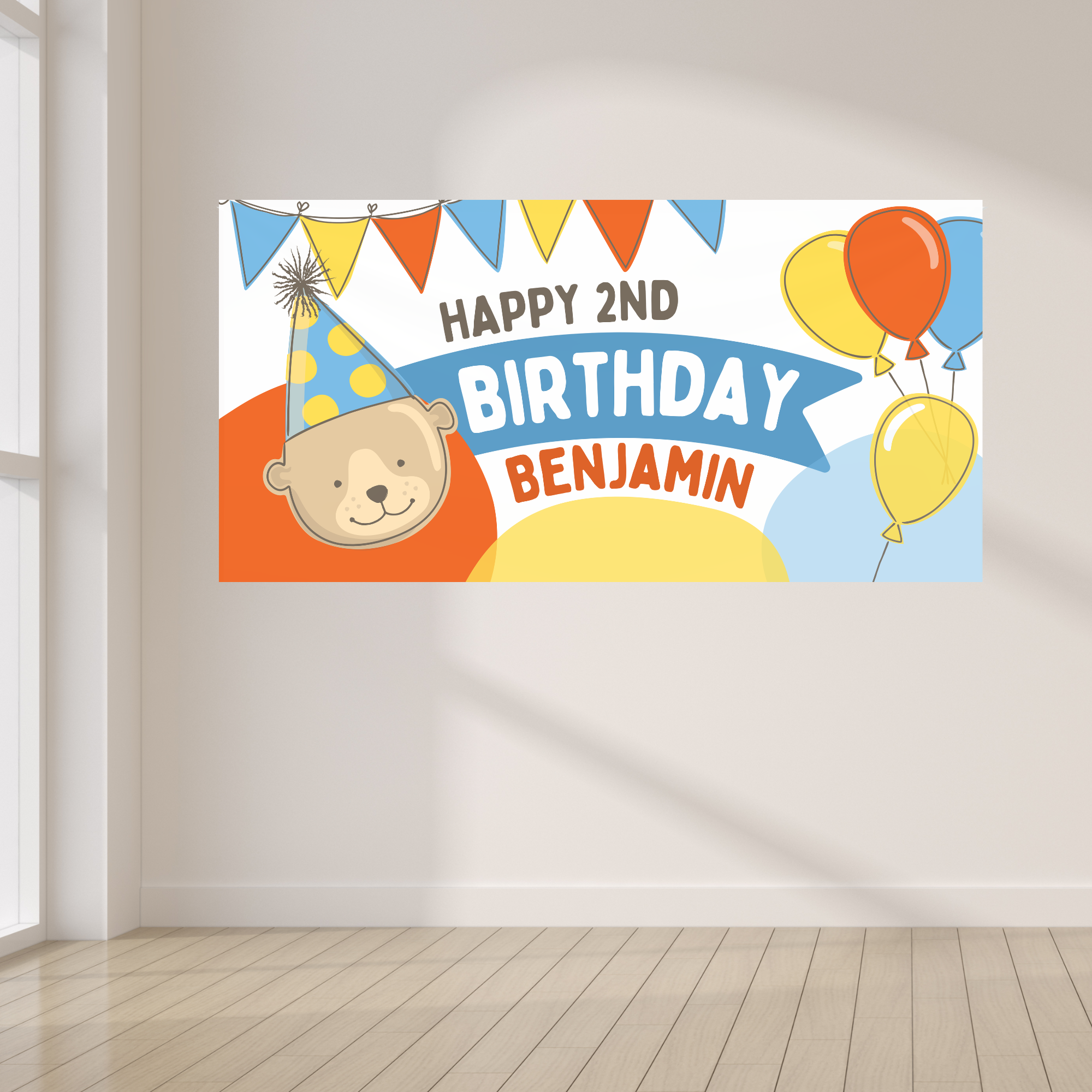 Custom 4 x 8 safari animal birthday banner with child’s photo, name, age and wildlife illustrations