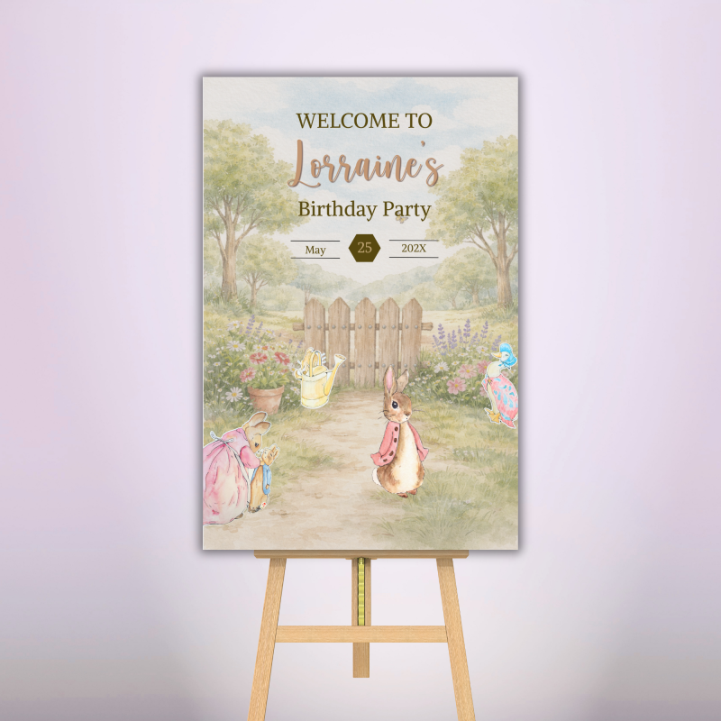 Custom Pink Peter Rabbit Welcome Sign Board Oxnard 1