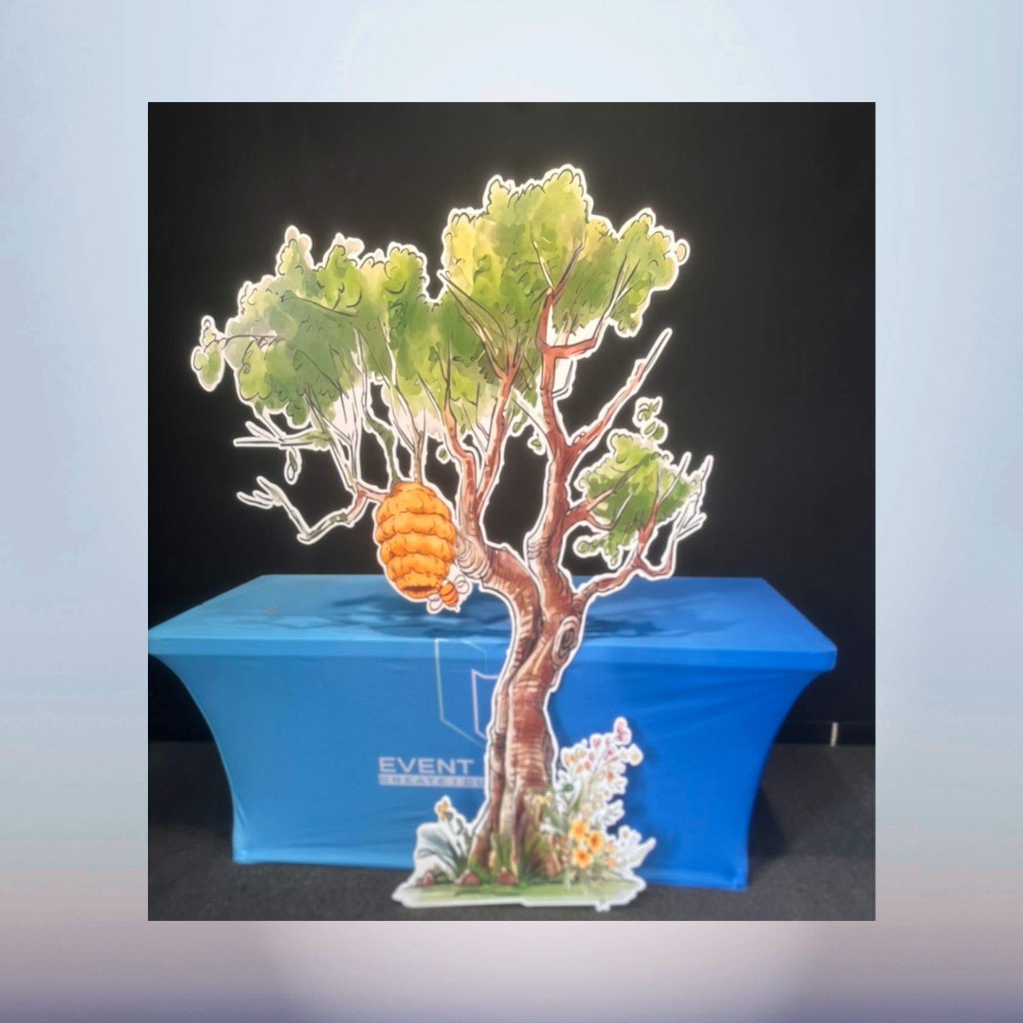 Storybook honey tree cutout for a Hundred Acre Wood themed baby shower