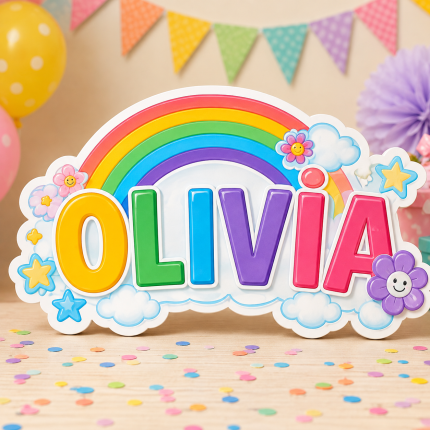 Olivia Rainbow Die Cut Birthday Name Sign