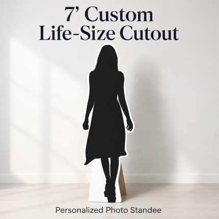 7-foot custom life-size cutout standee size example for oversized personalized photo display