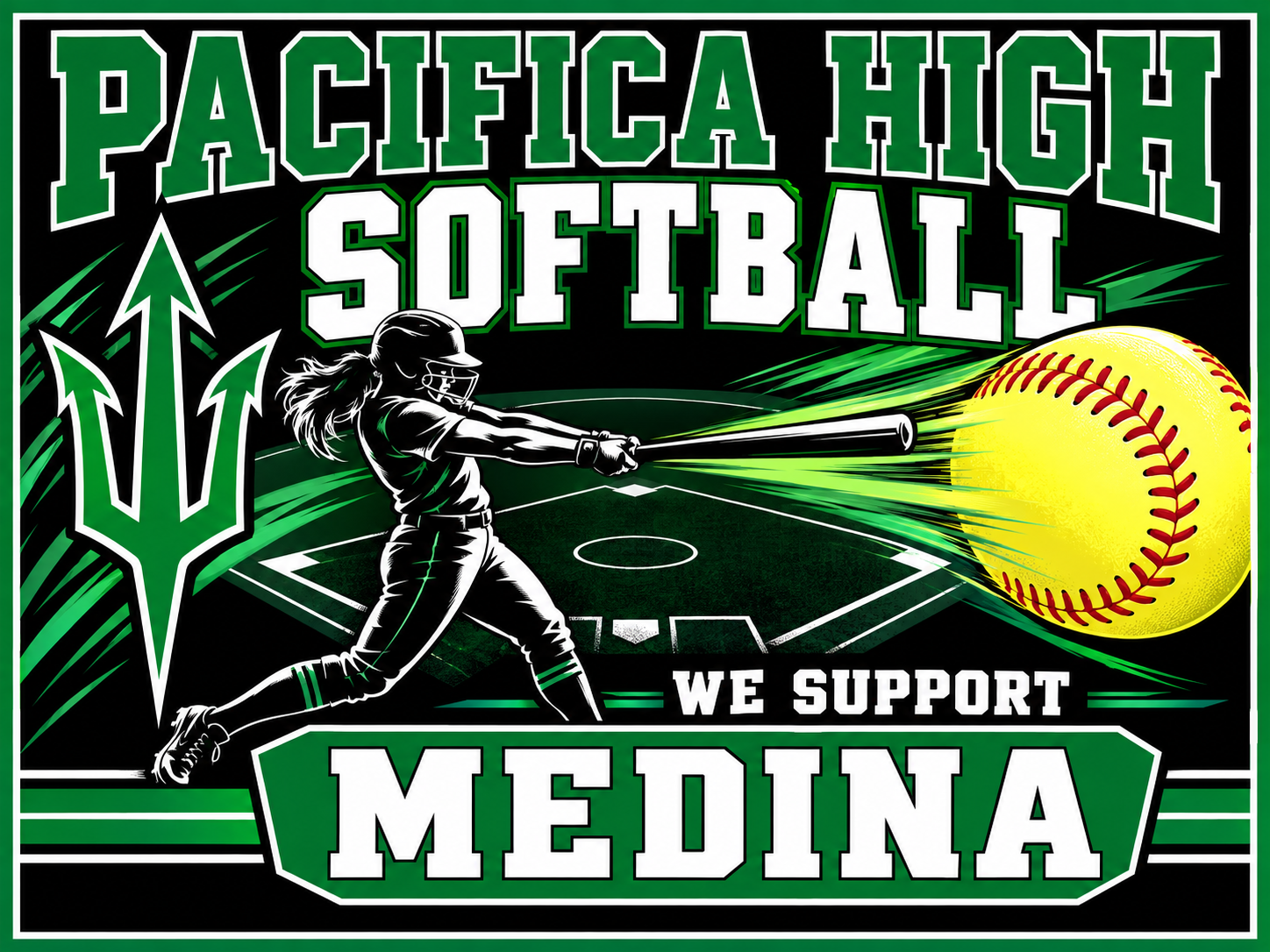 Pacifica High School Softball Yard Sign – Batter and Ball Design Pacifica High School Softball Yard Sign – Batter and Ball Design