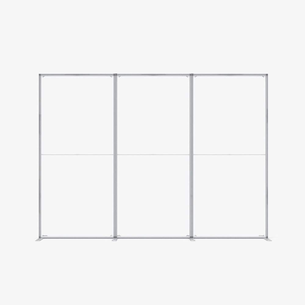 10 ft SEG Fabric Display – Aluminum Frame 10 ft SEG fabric display aluminum frame with support feet, shown without printed graphics