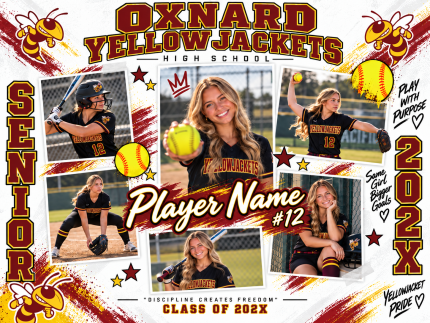 Oxnard High School Softball Senior Photo Collage Board