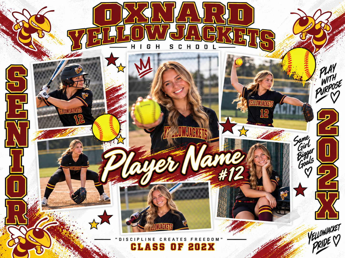 Oxnard High School Softball Senior Photo Collage Board Oxnard High School Softball Senior Photo Collage Board