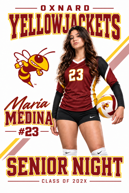Oxnard High School Volleyball Senior Night Poster – White